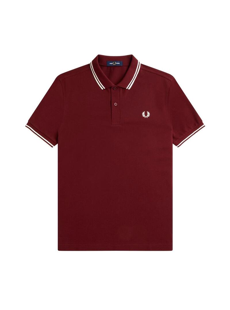 Fred Perry M3600 Polo Hombre Franjas Granate