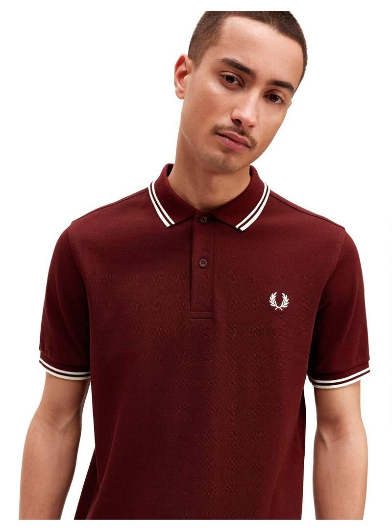Fred Perry M3600 Polo Hombre Franjas Granate