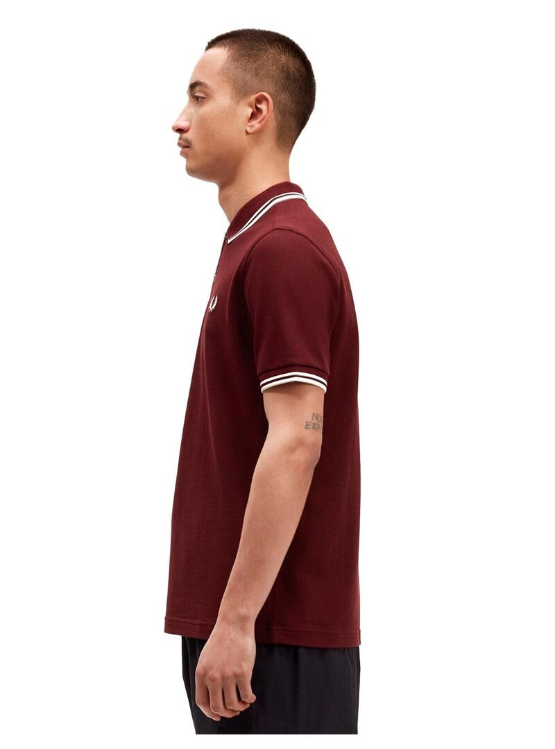Fred Perry M3600 Polo Hombre Franjas Granate
