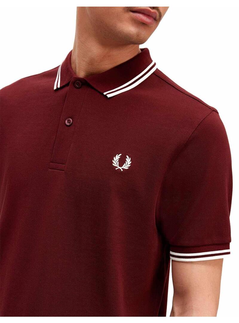 Fred Perry M3600 Polo Hombre Franjas Granate