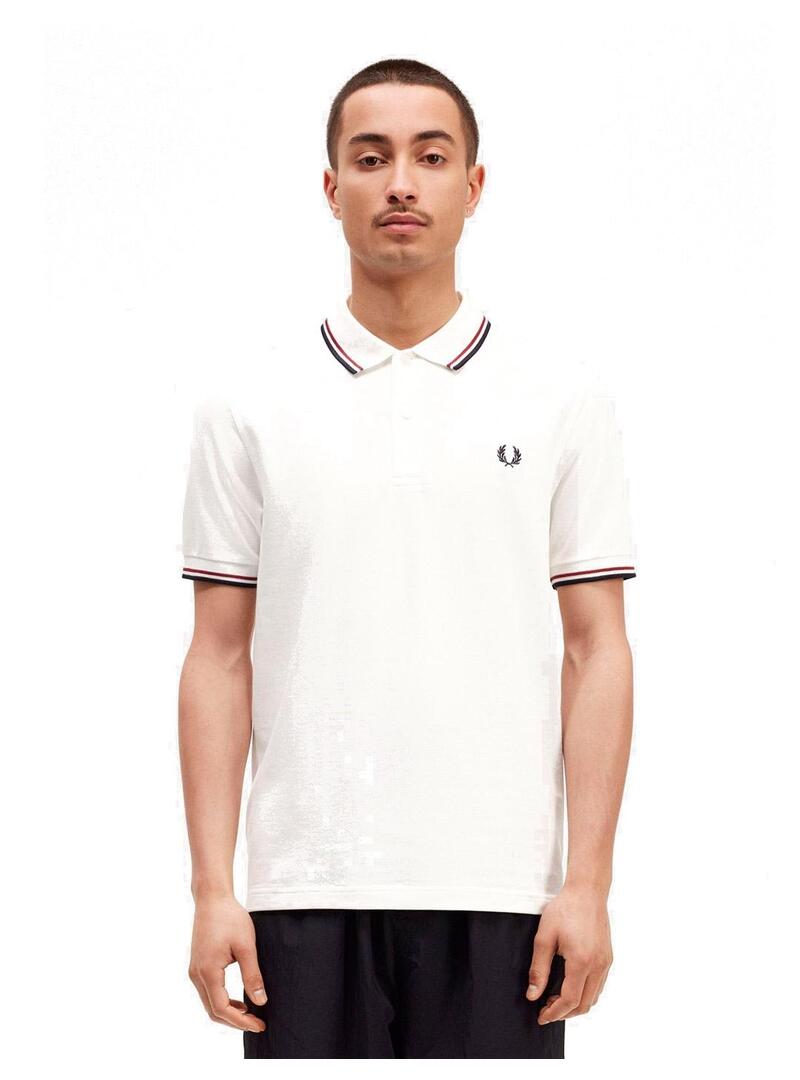 Fred Perry M3600 Polo Hombre Franjas Blanco