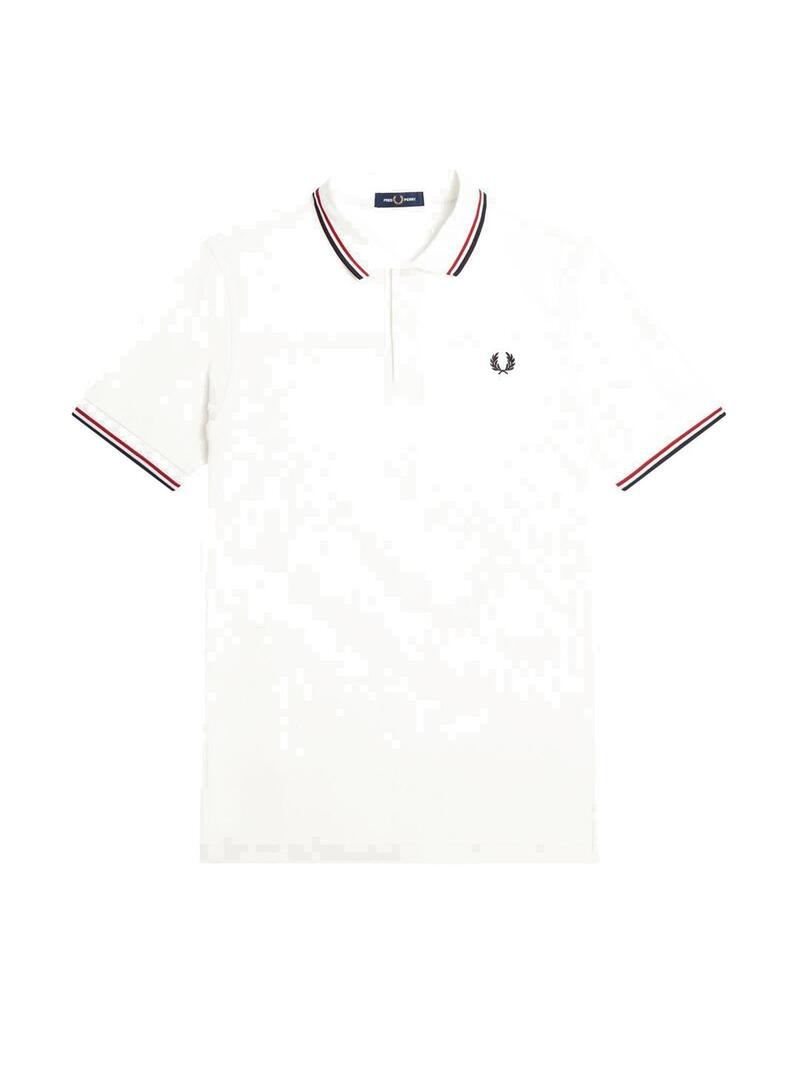 Fred Perry M3600 Polo Hombre Franjas Blanco