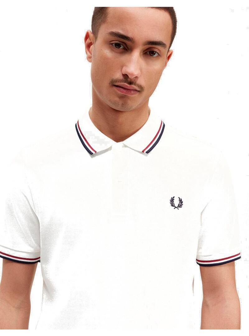 Fred Perry M3600 Polo Hombre Franjas Blanco