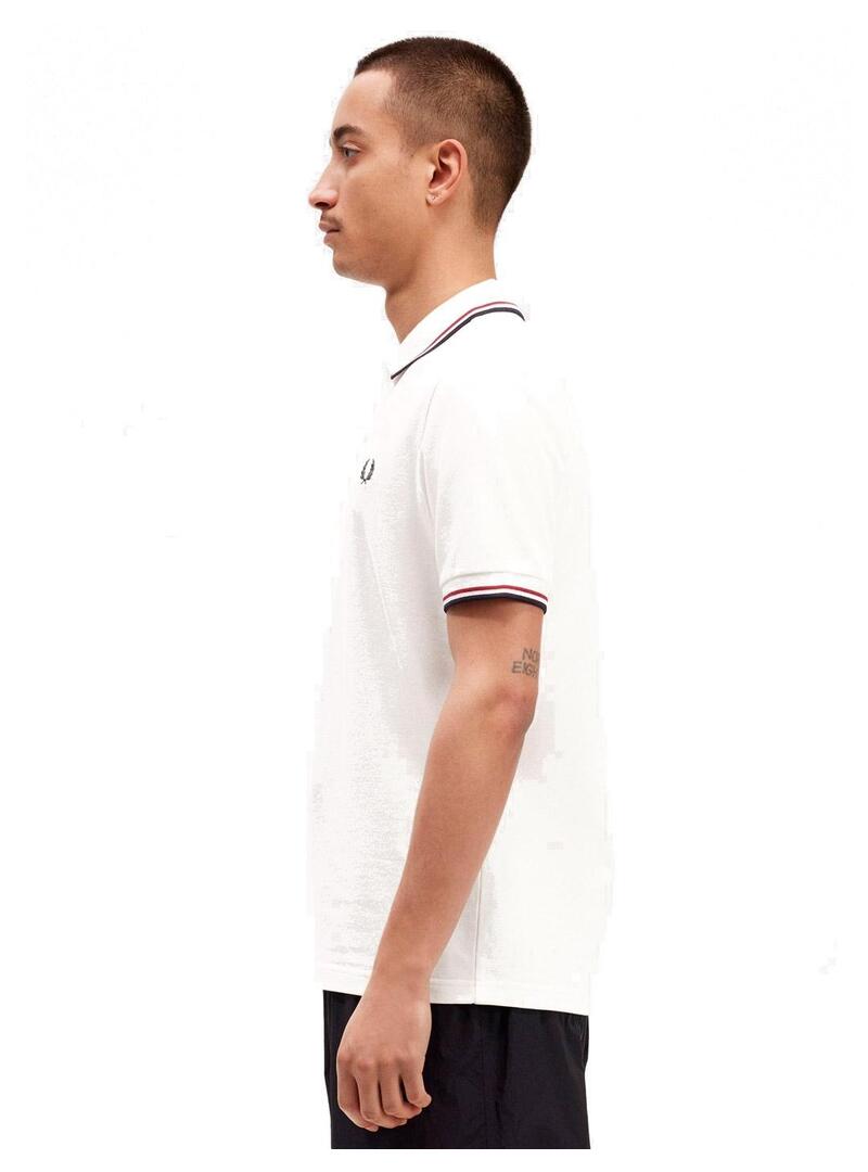 Fred Perry M3600 Polo Hombre Franjas Blanco