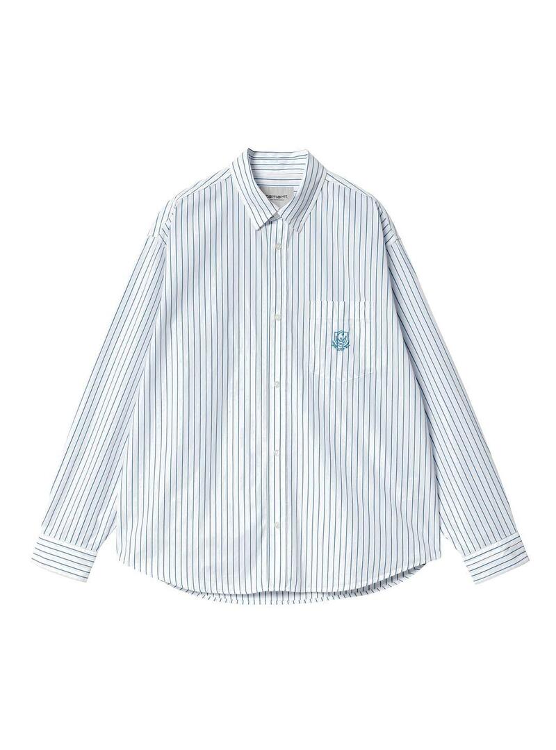 Carhartt L/S Linus Shirt Rayas Camisa Hombre Blanca