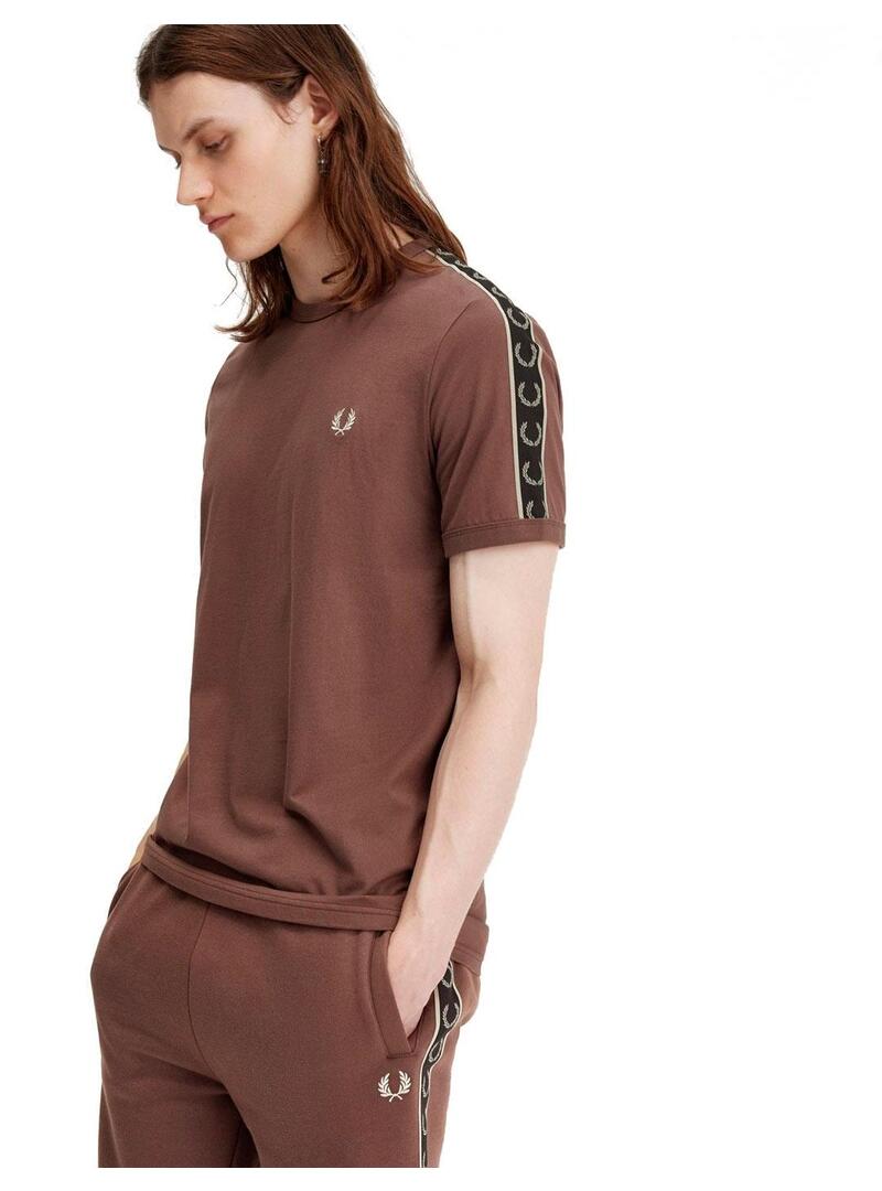 Fred Perry Ringer Camiseta Hombre Cinta Marrón