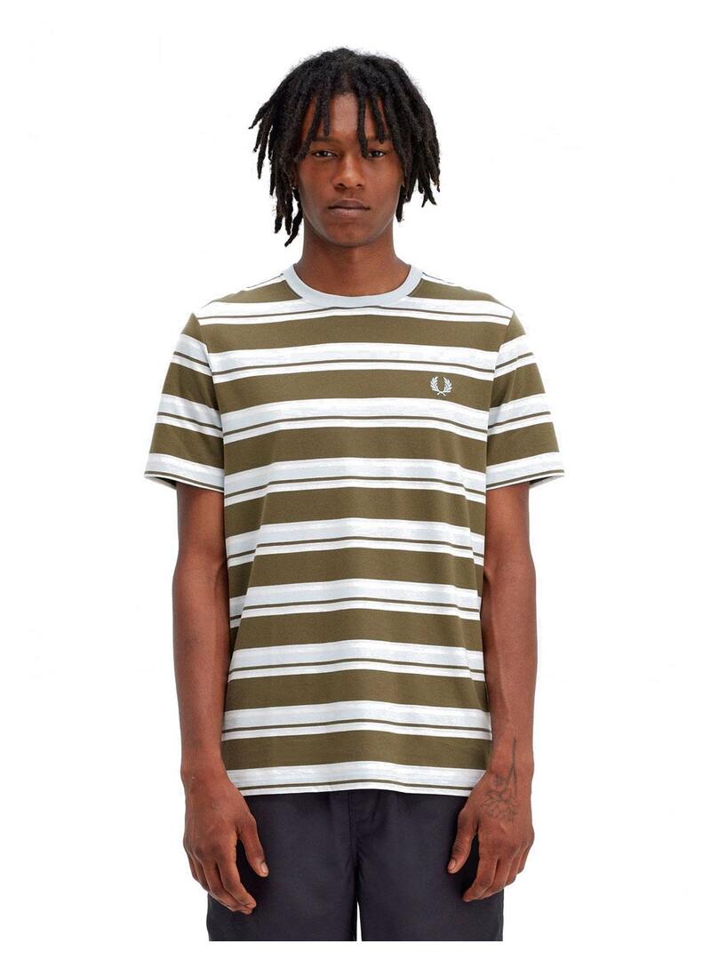Fred Perry Camiseta Hombre Rayas Verde