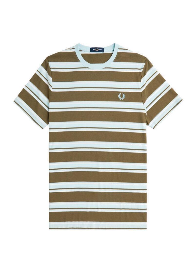 Fred Perry Camiseta Hombre Rayas Verde