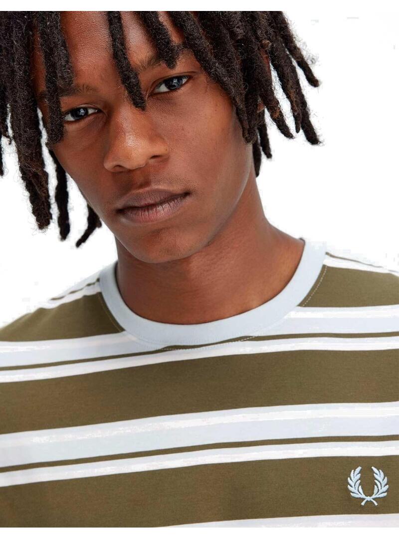 Fred Perry Camiseta Hombre Rayas Verde