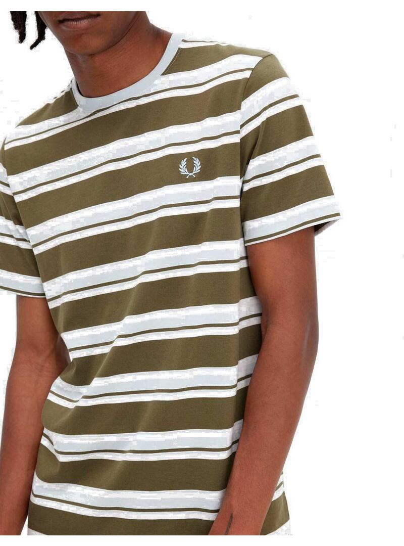 Fred Perry Camiseta Hombre Rayas Verde