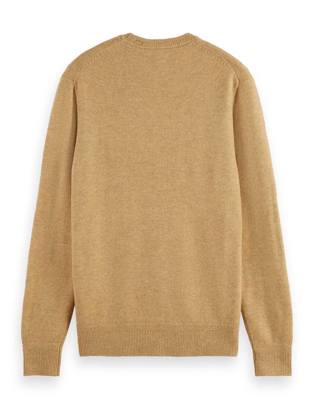 Scotch-Soda Jersey Cuello Redondo Hombre Camel