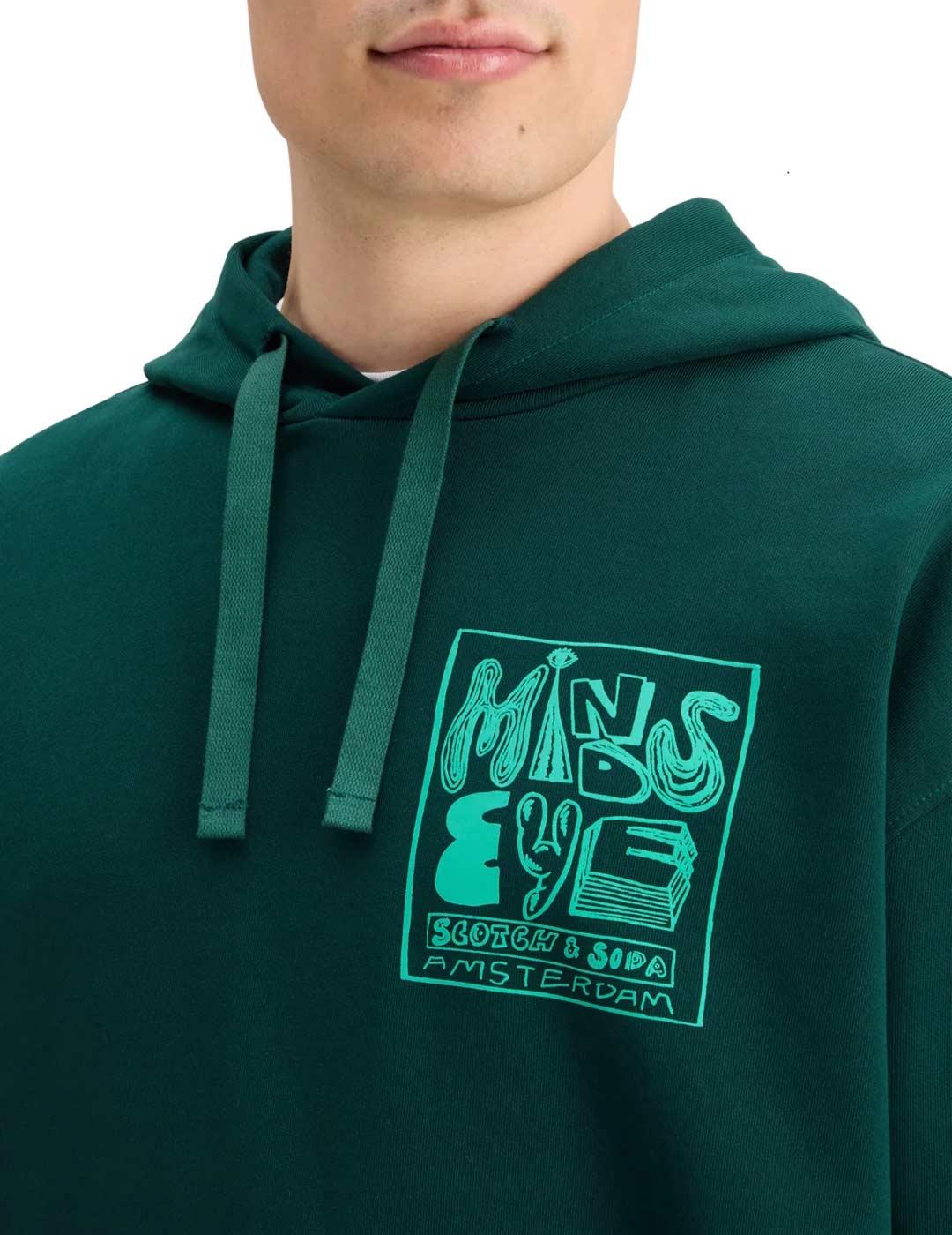 Scotch-Soda Sudadera Artwork Hombre Verde