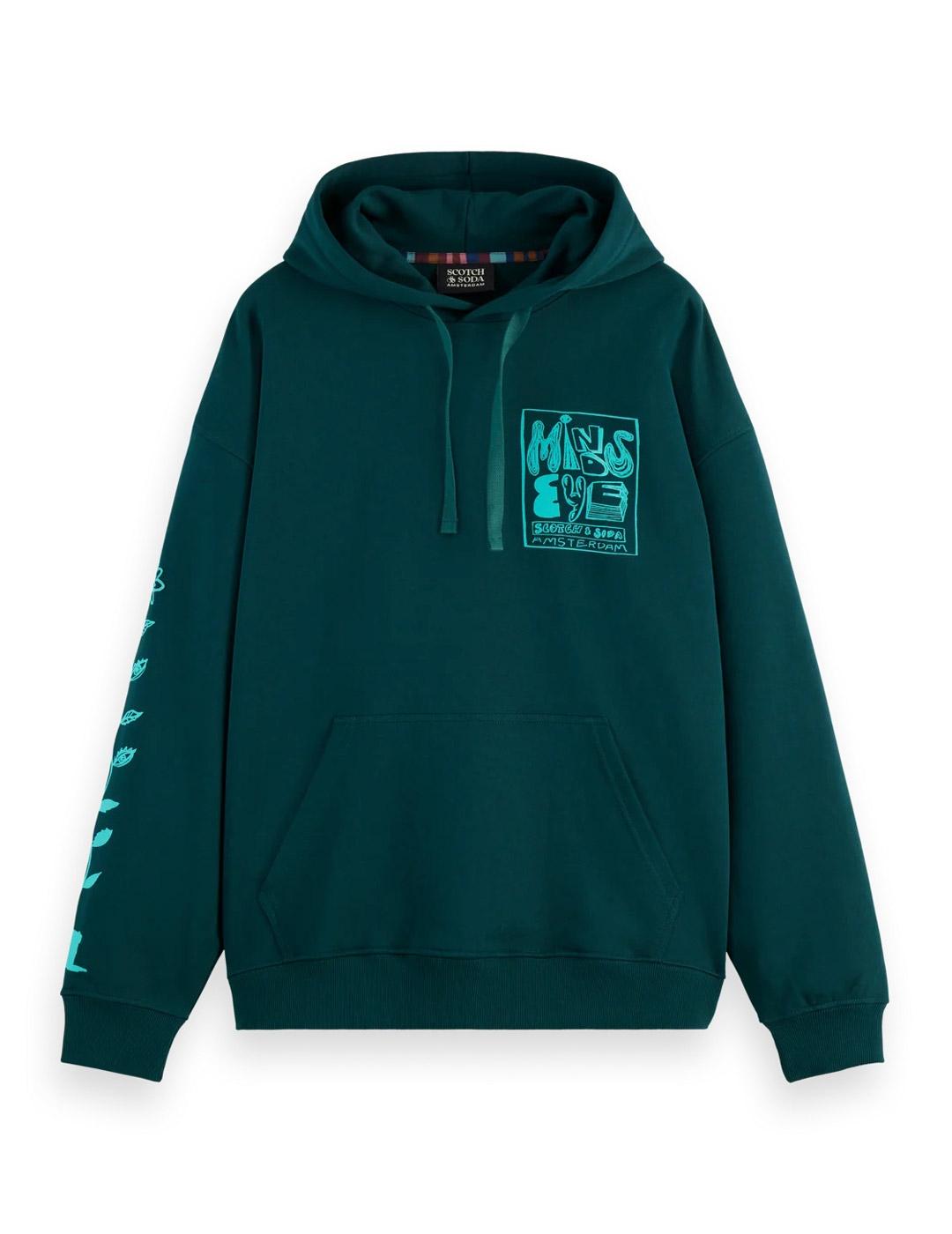 Scotch-Soda Sudadera Artwork Hombre Verde