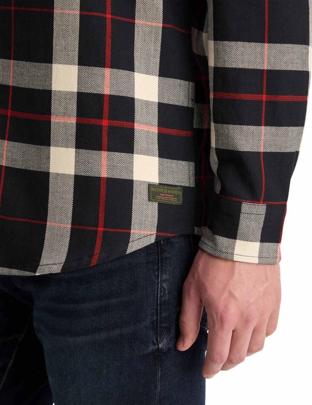 Scotch-Soda Camisa Cuadros Franela Hombre Azul Marino