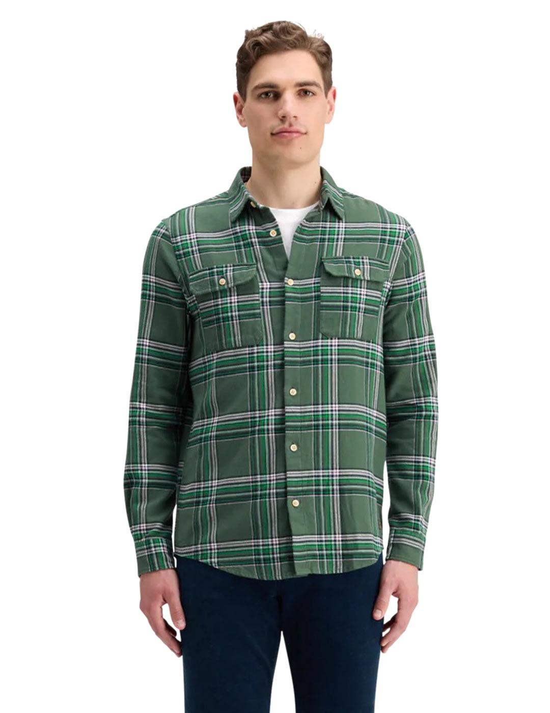 Scotch-Soda Camisa Cuadros Franela Hombre Verde