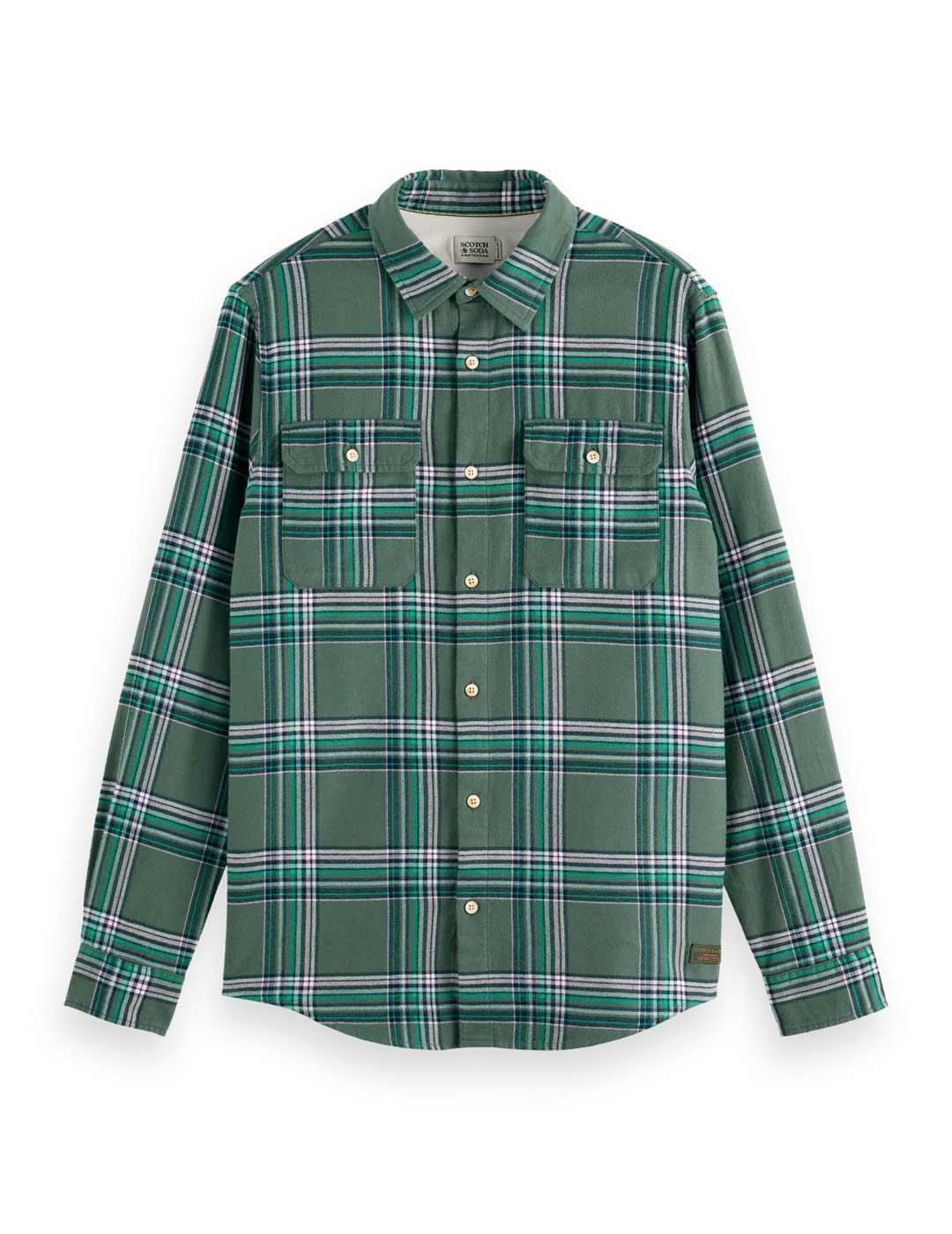 Scotch-Soda Camisa Cuadros Franela Hombre Verde