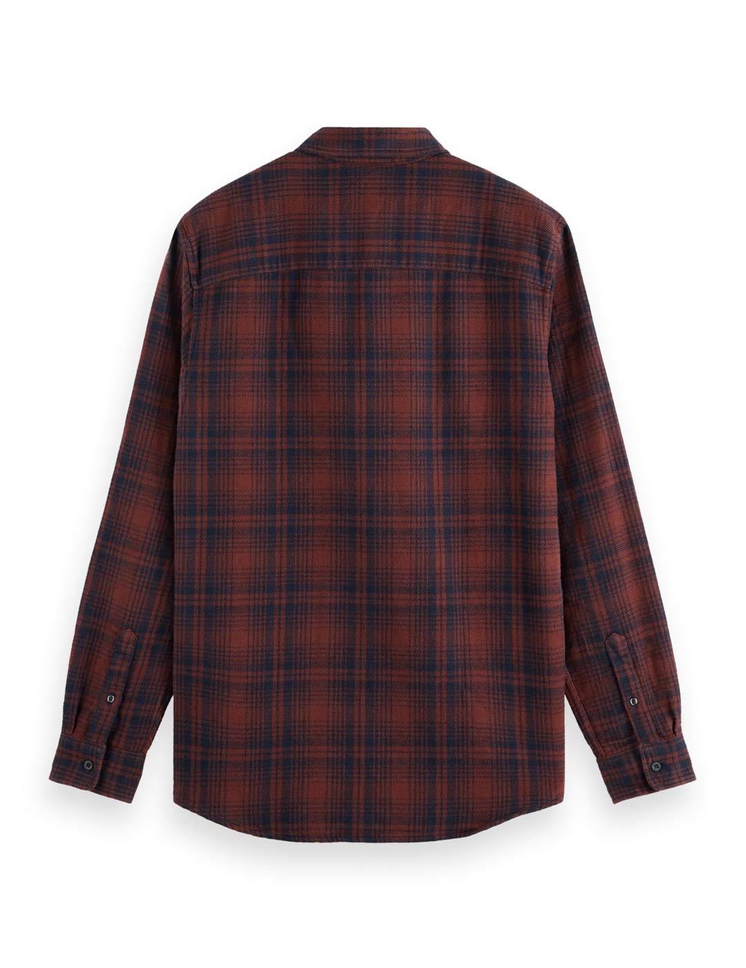 Scotch-Soda Camisa Cuadros Franela Hombre Granate