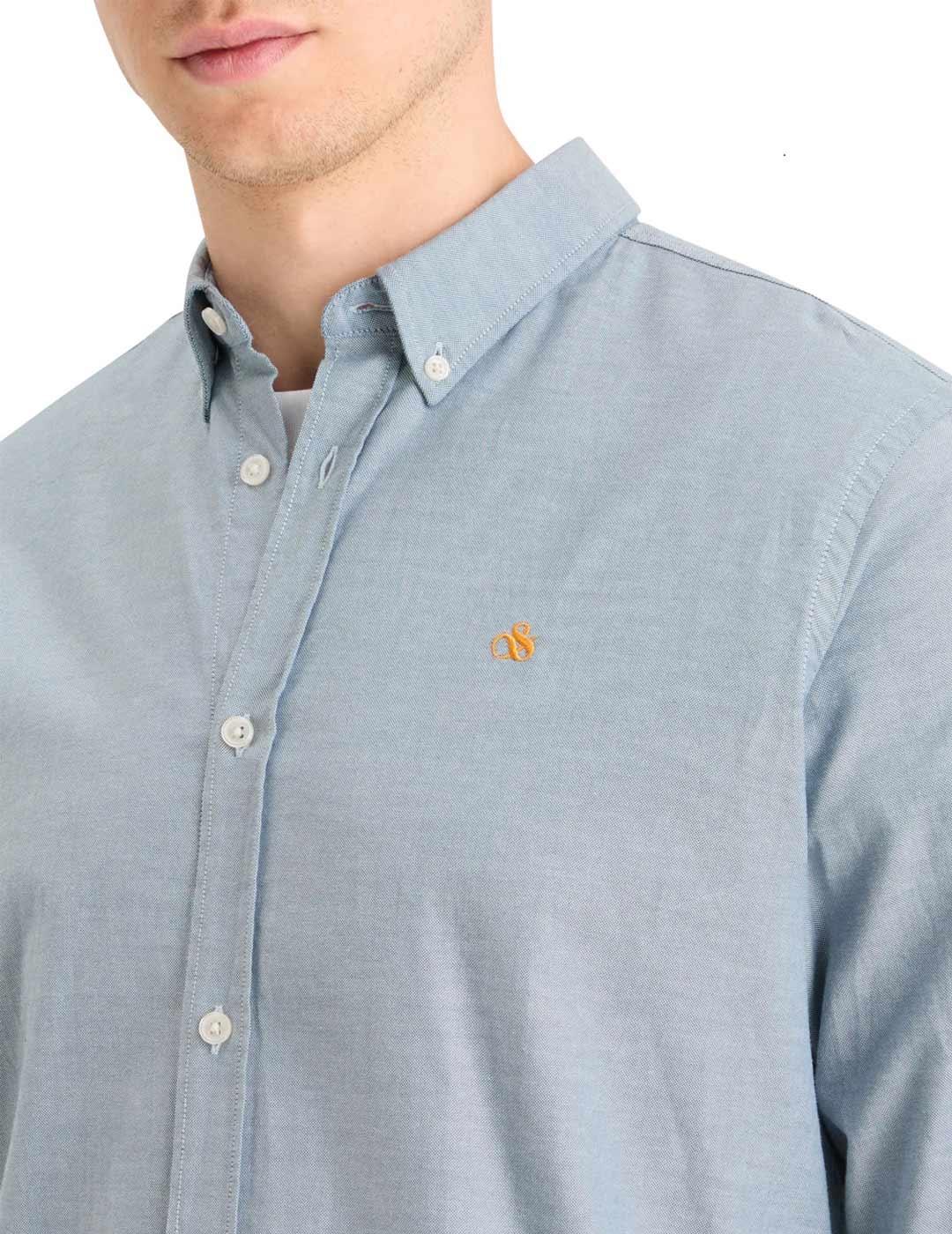 Scotch-Soda Camisa Oxford Hombre Azul Envejecido