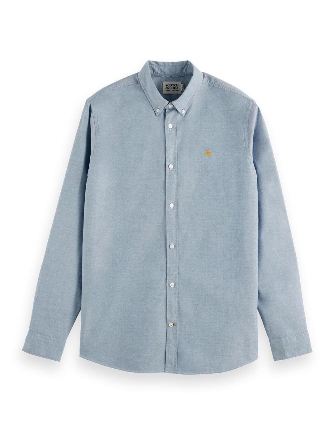 Scotch-Soda Camisa Oxford Hombre Azul Envejecido