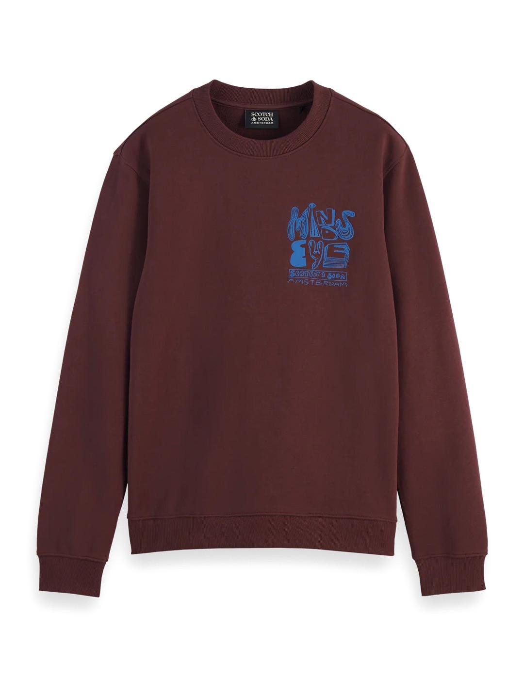 Scotch-Soda Sudadera Artwork Hombre Granate