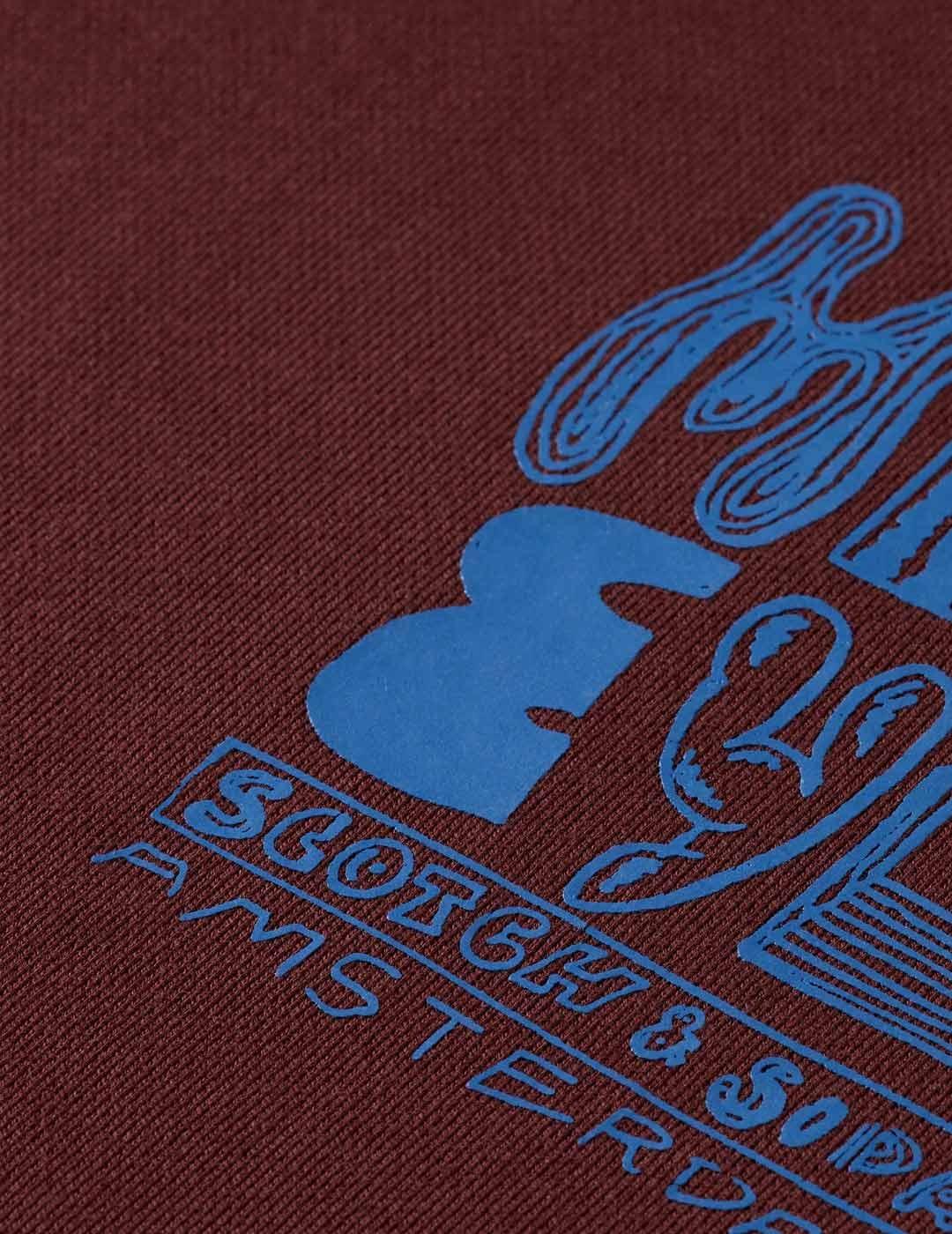 Scotch-Soda Sudadera Artwork Hombre Granate