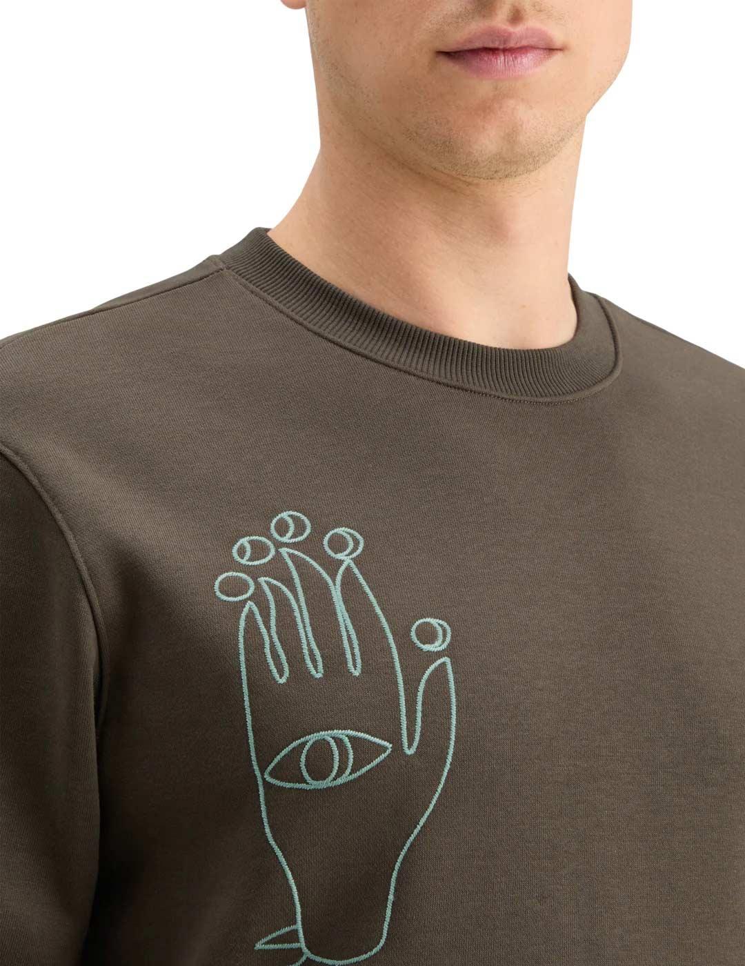 Scotch-Soda Sudadera Hombre Bordado Marrón