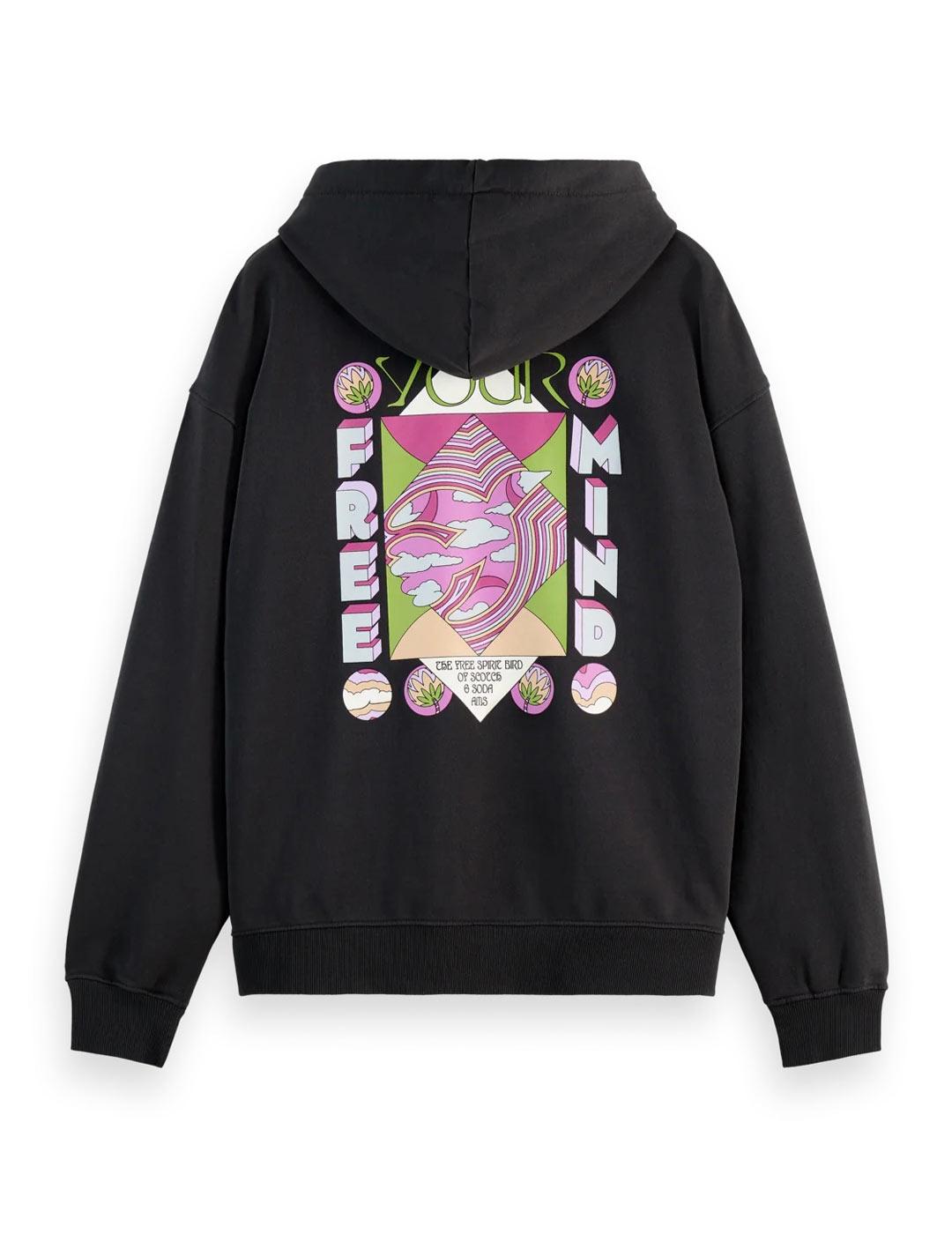 Scotch-Soda Sudadera Artwork Hombre Antracita