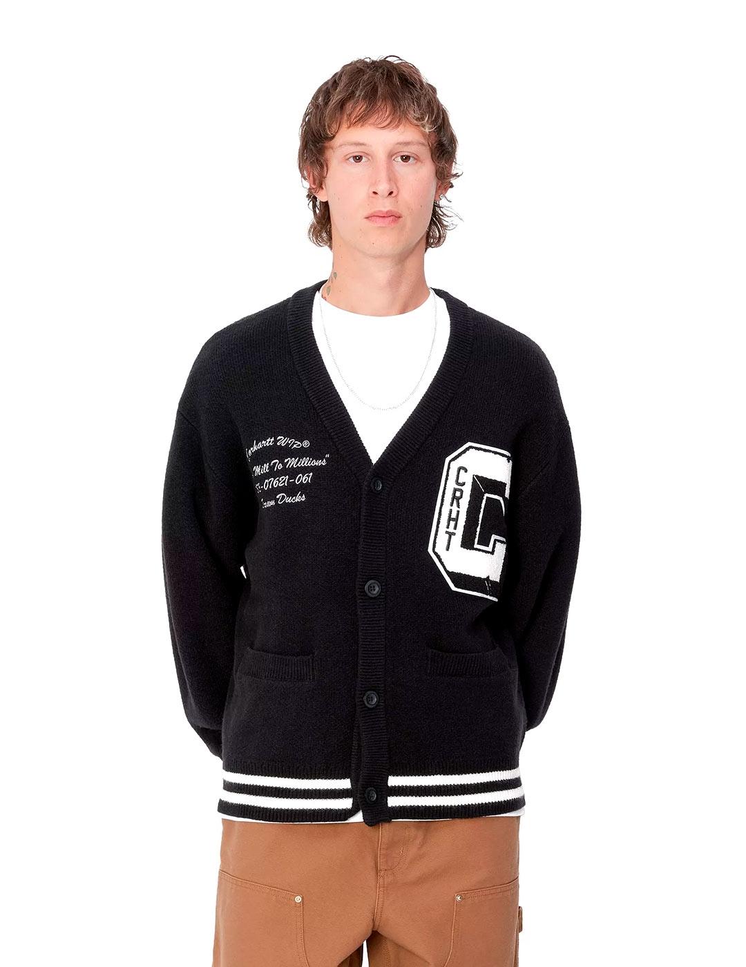 Carhartt Brown Ducks Cardigan Chaqueta Hombre Negra