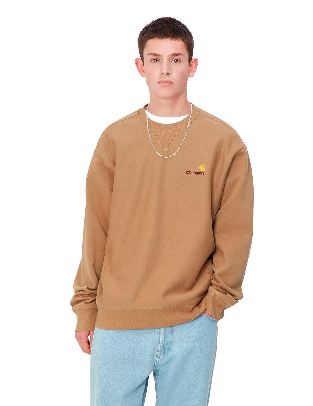 Carhartt American Script Sweat Sudadera Hombre Camel