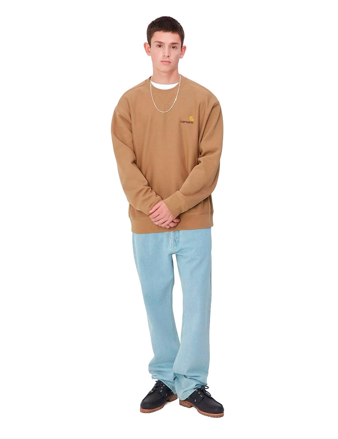 Carhartt American Script Sweat Sudadera Hombre Camel