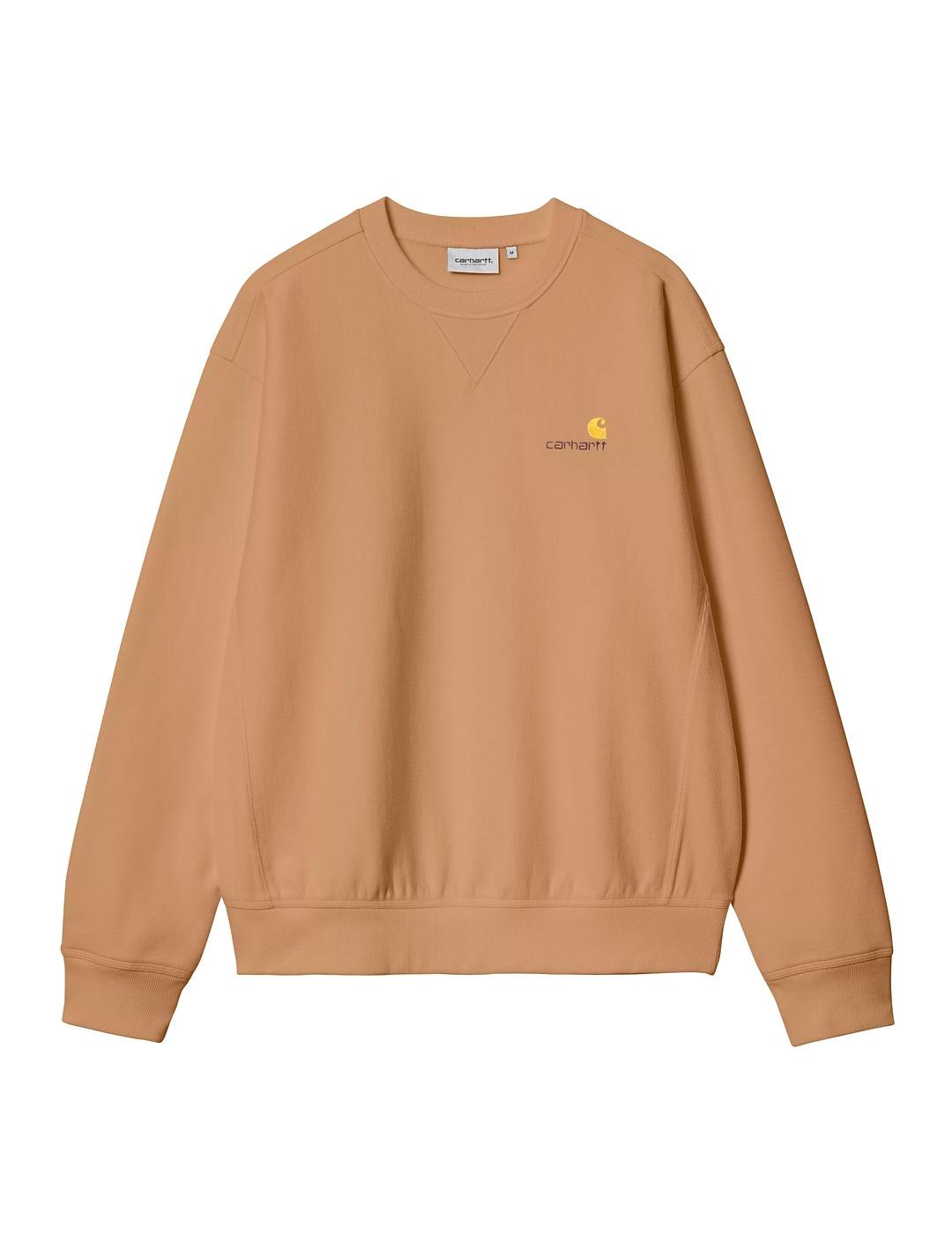Carhartt American Script Sweat Sudadera Hombre Camel