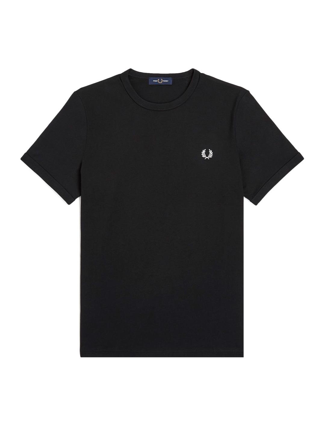 Fred Perry M3519 Camiseta Hombre Ringer Negra