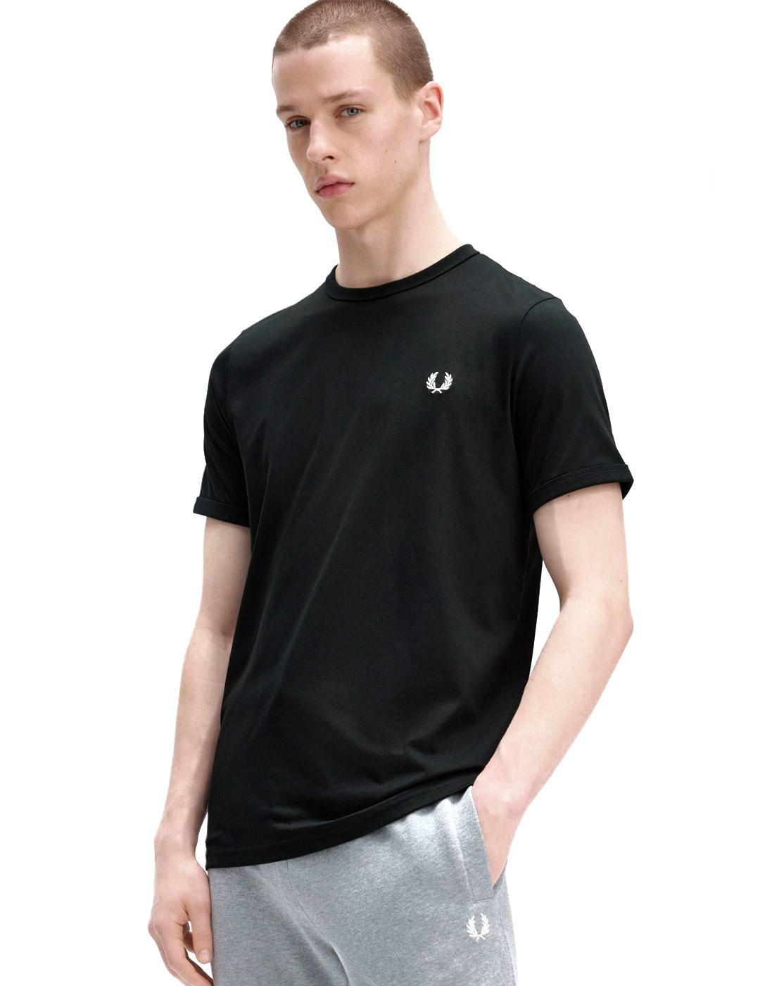 Fred Perry M3519 Camiseta Hombre Ringer Negra