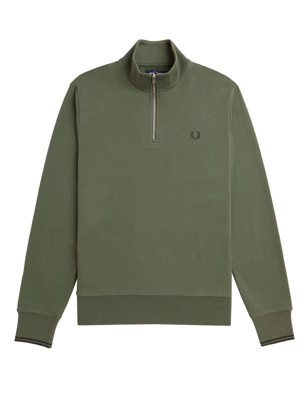 Fred Perry M3574 Sudadera Hombre Media Cremallera Verde