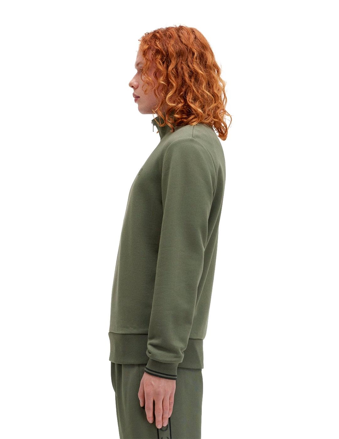 Fred Perry M3574 Sudadera Hombre Media Cremallera Verde