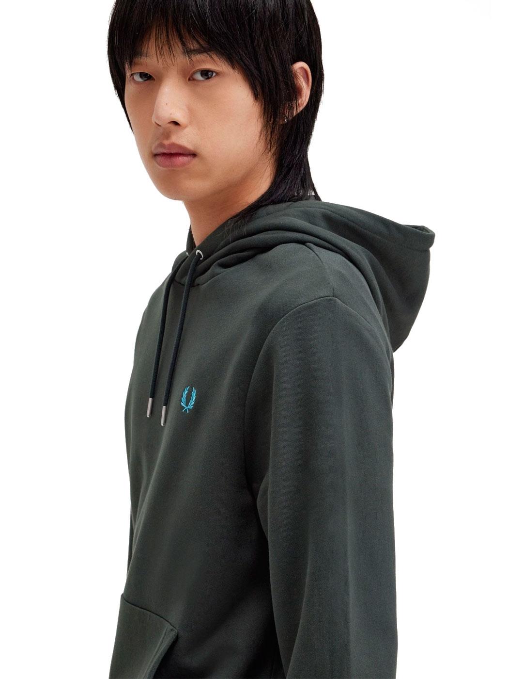 Fred Perry M2643 Sudadera Hombre Capucha Verde