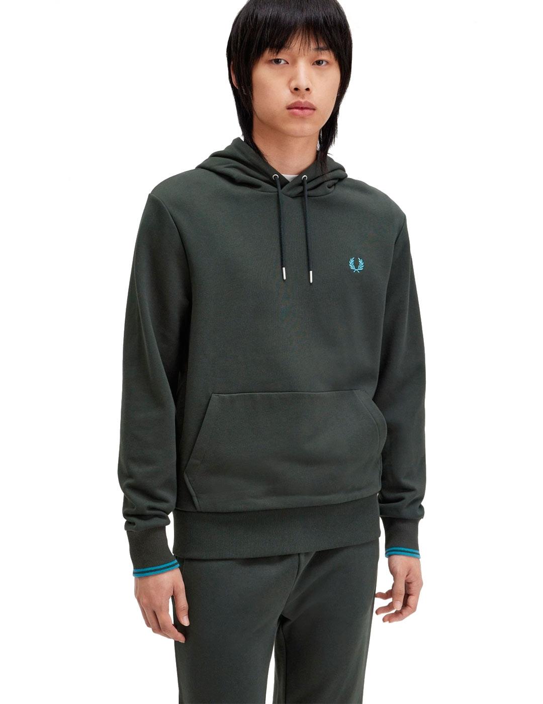 Fred Perry M2643 Sudadera Hombre Capucha Verde