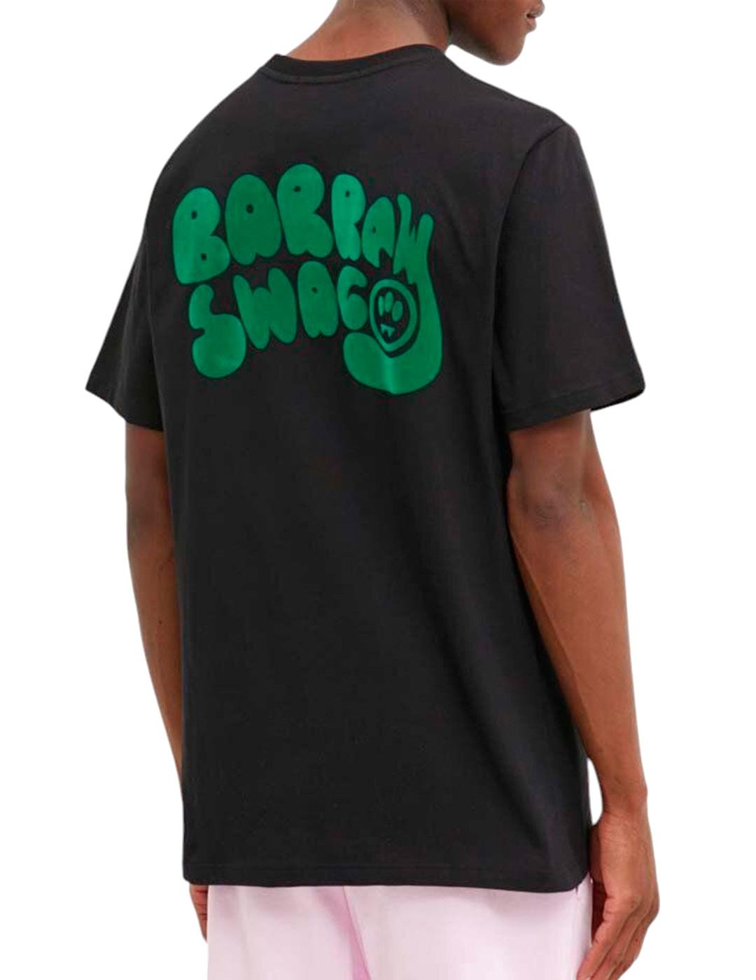 Barrow Camiseta Letras Verde Espalda Hombre Negra