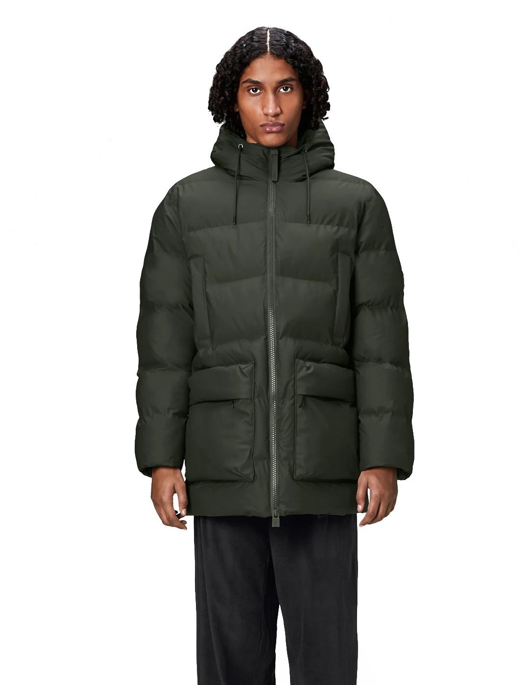 Chaqueta Acolchada Rains Alta Long Puffer Cargo Jacket Azul