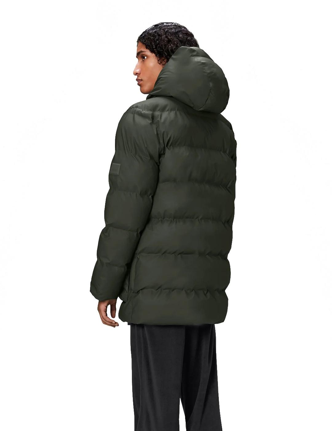 Chaqueta Acolchada Rains Alta Long Puffer Cargo Jacket Verde