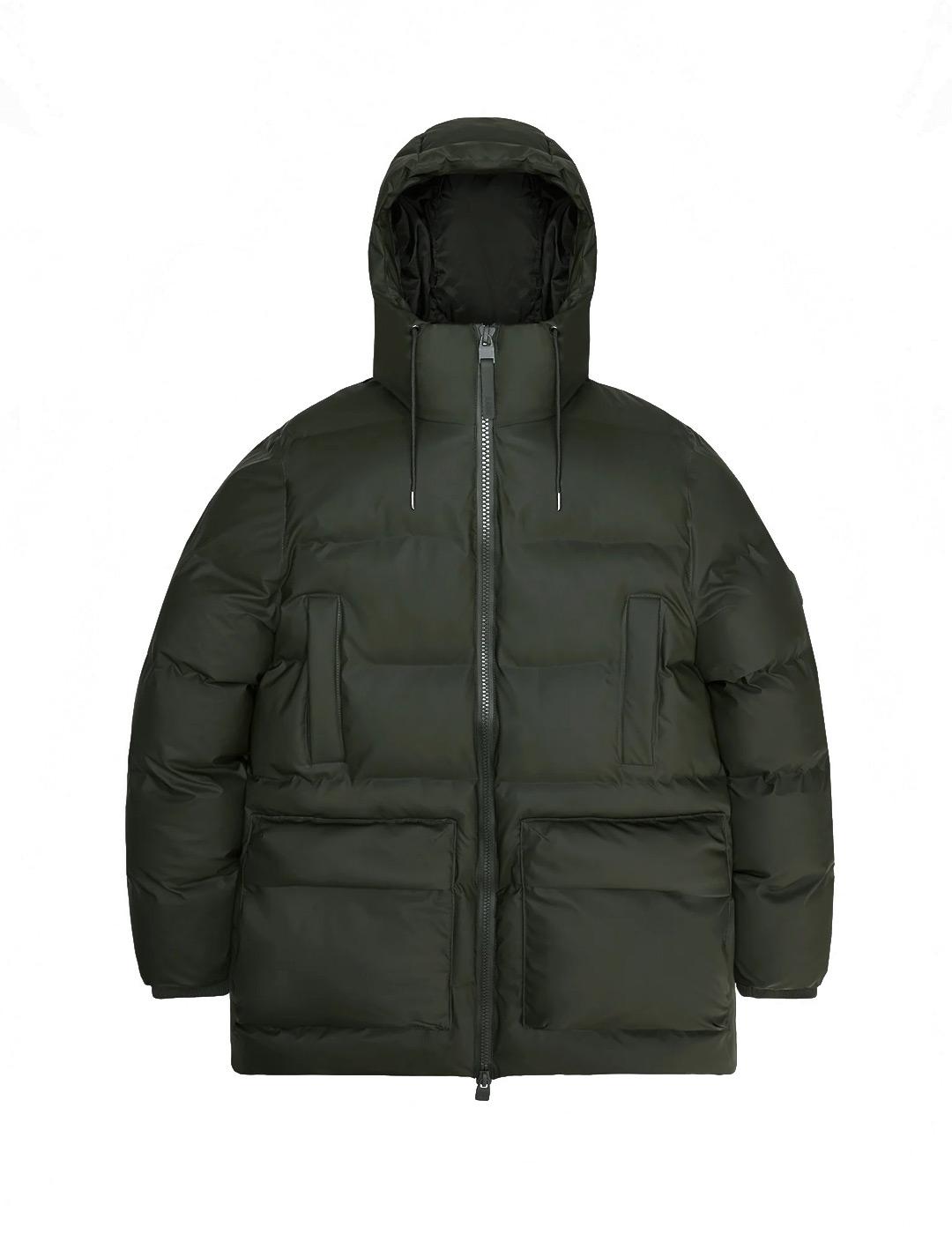 Chaqueta Acolchada Rains Alta Long Puffer Cargo Jacket Verde