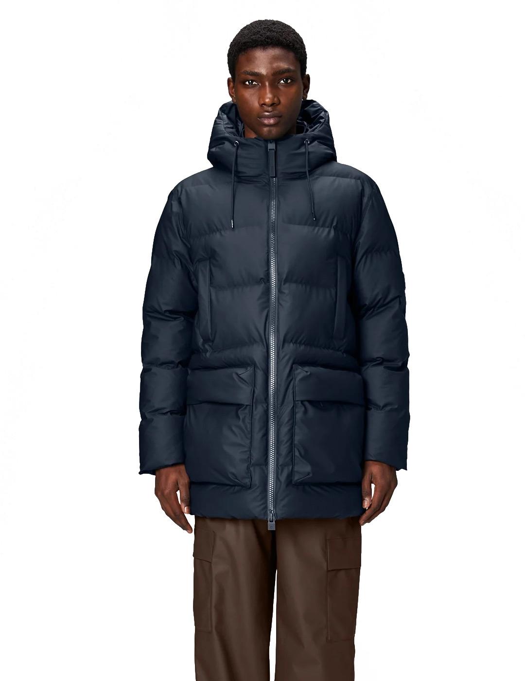 Chaqueta Acolchada Rains Alta Long Puffer Cargo Jacket Azul