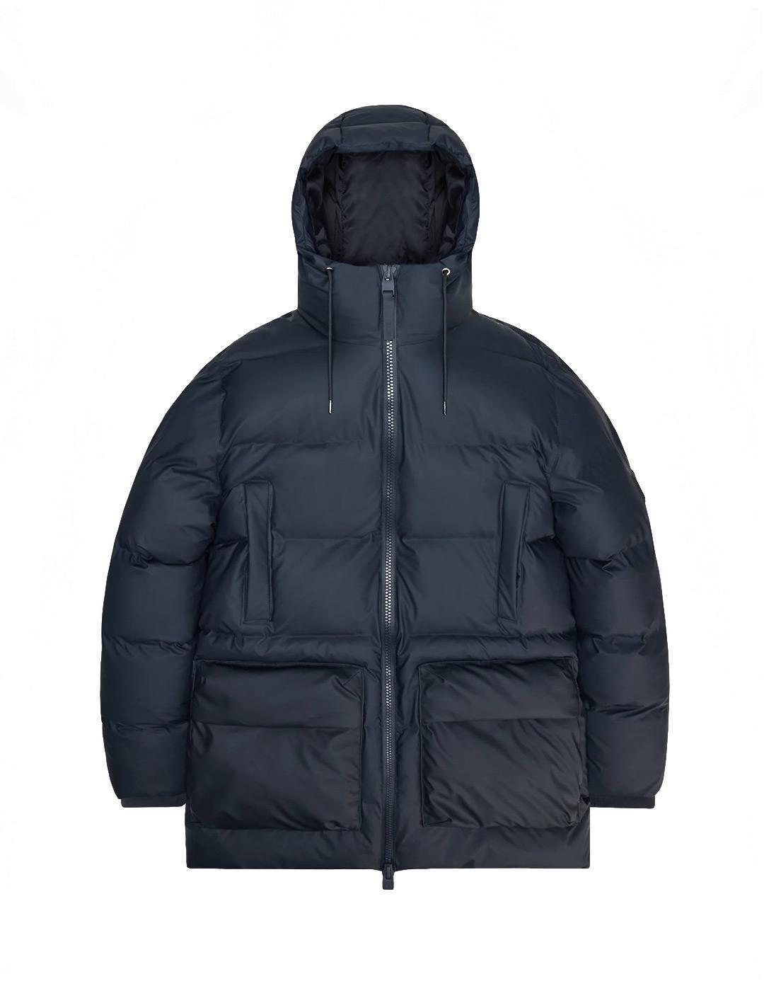 Chaqueta Acolchada Rains Alta Long Puffer Cargo Jacket Azul