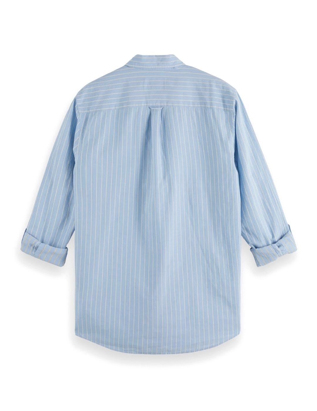 Scotch-Soda Yam Dye Dobby Stripe Camisa Hombre Azul