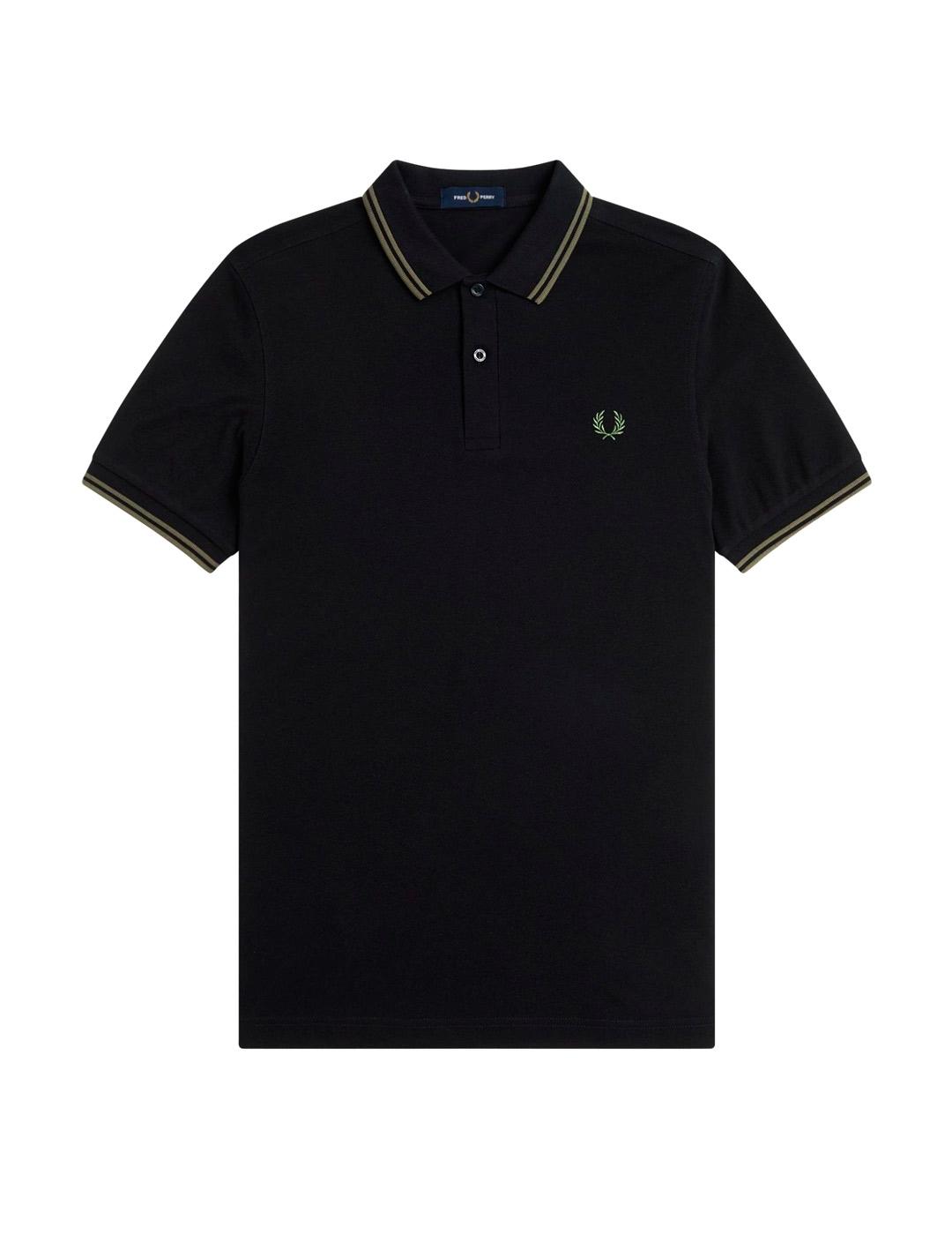 Fred Perry M3600 Polo Hombre Franjas Negro