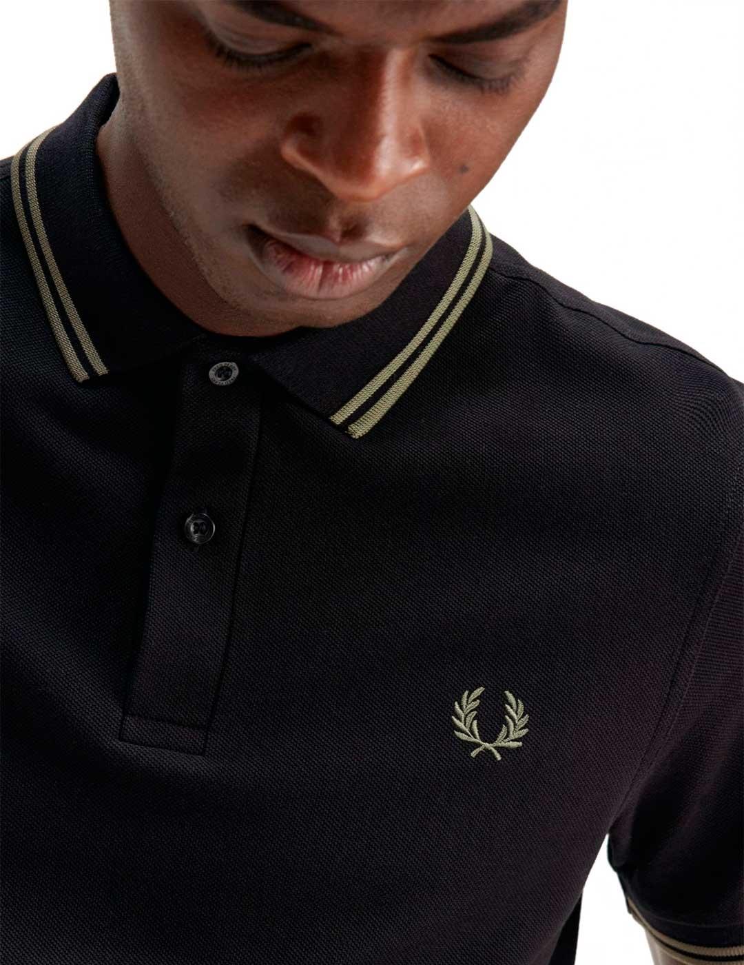 Fred Perry M3600 Polo Hombre Franjas Negro