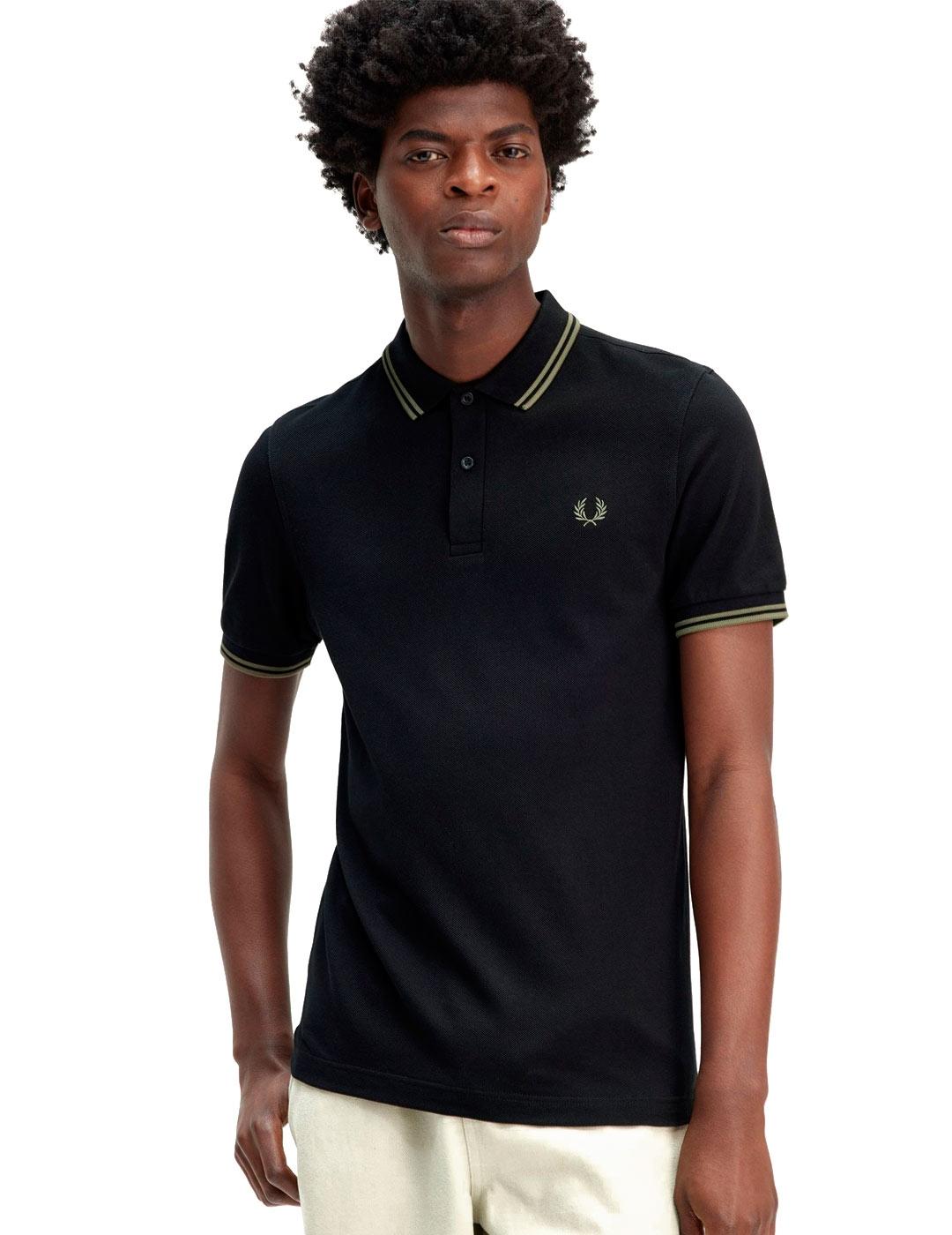 Fred Perry M3600 Polo Hombre Franjas Negro