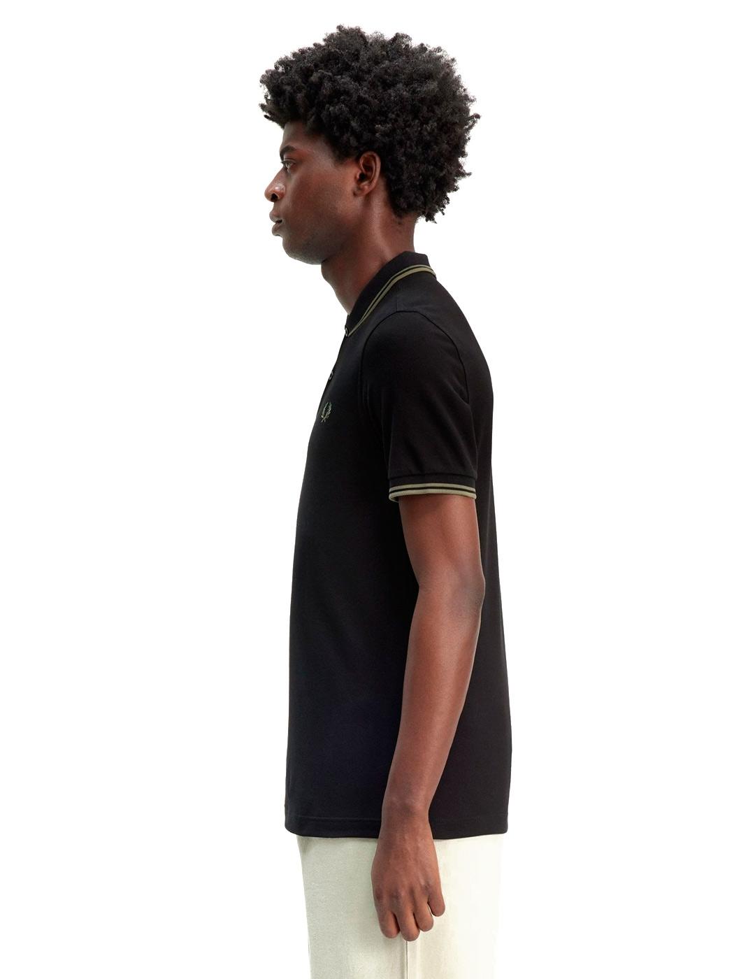 Fred Perry M3600 Polo Hombre Franjas Negro