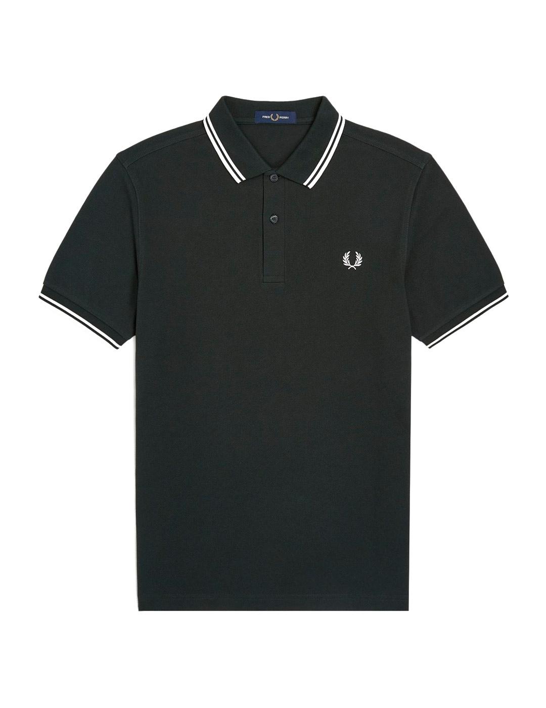 Fred Perry M3600 Polo Hombre Franjas Verde