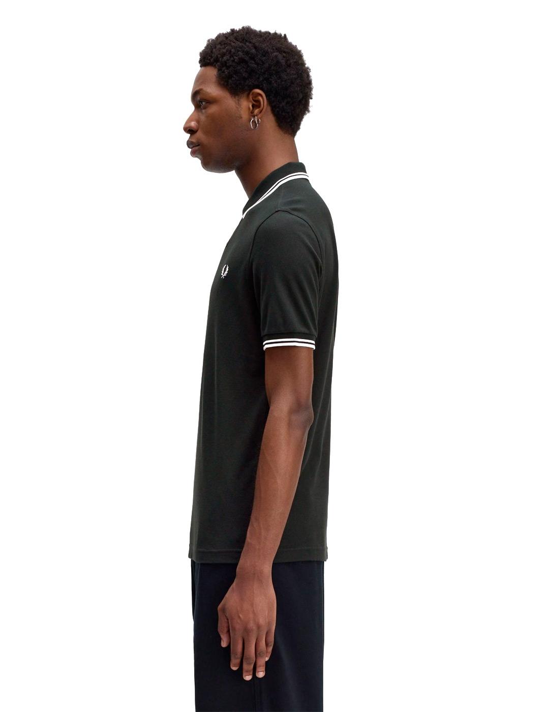 Fred Perry M3600 Polo Hombre Franjas Verde